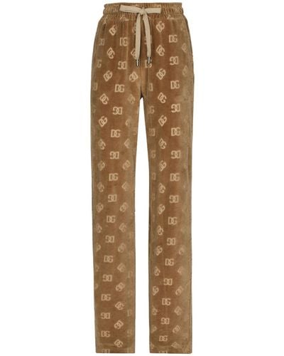 Dolce & Gabbana Allover Logo Cotton Trousers - Natural