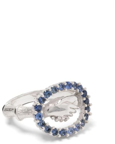 Bleue Burnham Sterling Hand Shake Sapphire Ring - Metallic