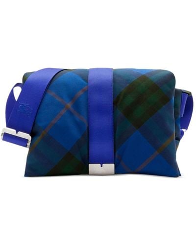 Burberry Pillow Checked Padded Messenger Bag - Blue