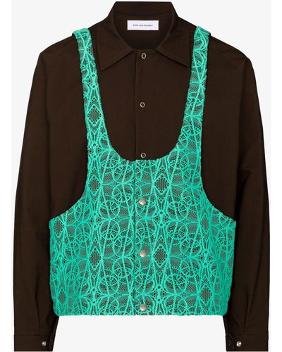 Kiko Kostadinov Elio Lace Vest Jacket - Men's - Lyocell/cotton/elastane/viscose - Green