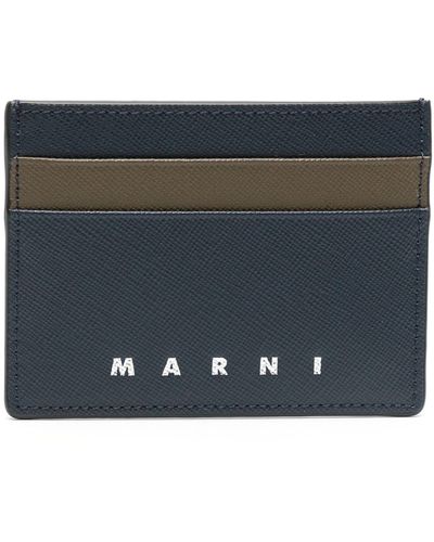 Marni Colour-block Leather Card Holder - Grey