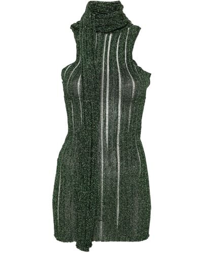 AYA MUSE Luwu Lurex-detail Mini Dress - Women's - Viscose - Green
