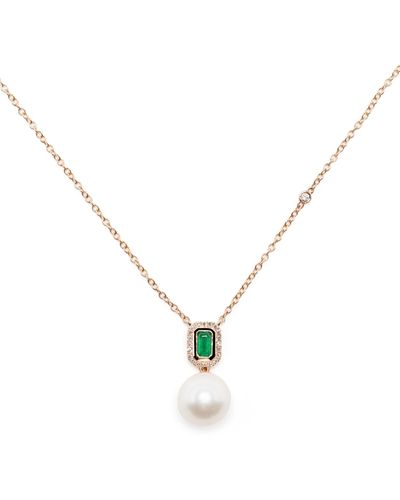 SHAY 18k Rose Emerald Pearl Necklace - Metallic