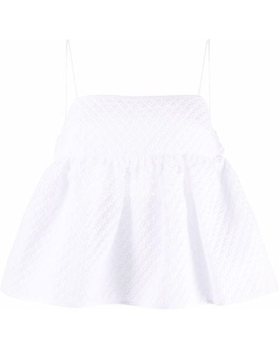 Cecilie Bahnsen Quilted Flared Top - White