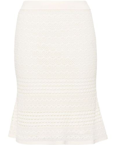 Tom Ford Neutral Open-knit High-waist Skirt - Women's - Viscose/polyester/polyamide - White