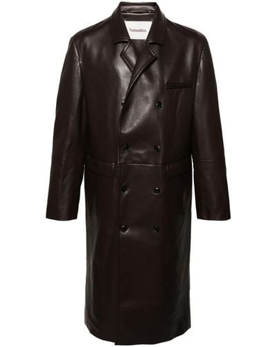 Nanushka Double Breasted Leather Coat - Men's - Bonded Leather/polyester/polyamidepolyurethane - Black