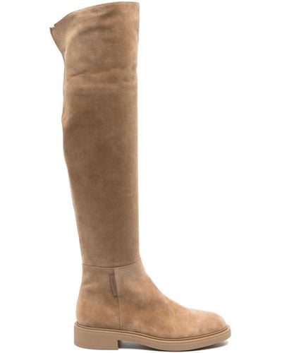Gianvito Rossi Lexington Over-the-knee Suede Boots - White