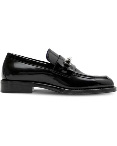 Burberry Barbed Leather Loafers - Black