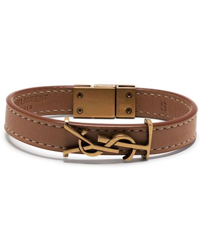 Saint Laurent -tone Opyum Leather Bracelet - Women's - Metal/calf Leather - Brown