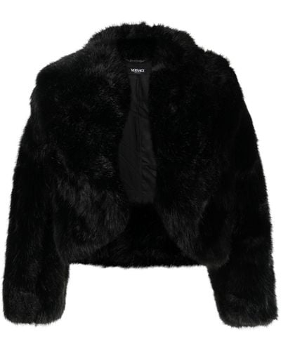 Versace Faux-fur Cropped Jacket - Women's - Modacrylic/polyester/cupro/viscosepolyester - Black