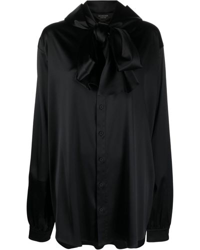 Balenciaga Hooded Pussycat-bow Blouse - Black