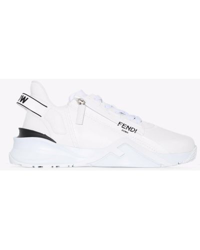 Fendi Flow Leather Low Top Sneakers - White