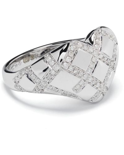 Yvonne Léon 9k White Gold Chevalier Coeur Croisillions Diamond Ring - Women's - White Diamond/9kt White Gold