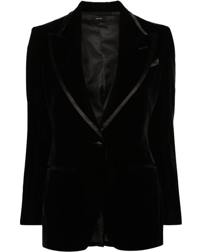 Tom Ford Single-breasted Velvet Blazer - Black
