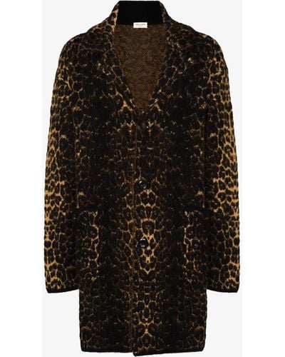 Saint Laurent Leopard Print Coat - Men's - Polyamide/spandex/elastane/mohair/wool - Brown