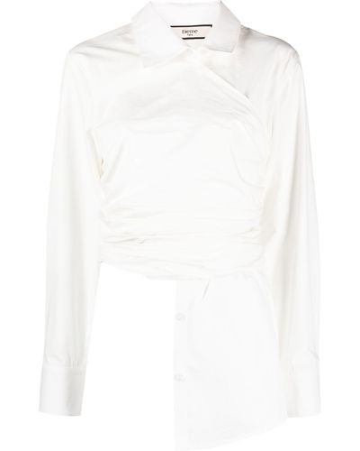Elleme Draped Asymmetric Cotton Shirt - White