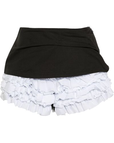 Molly Goddard Sophie Ruffled Cotton Shorts - Women's - Cotton - Black