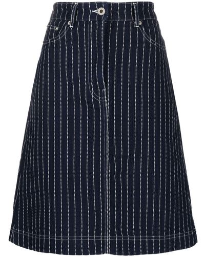 KENZO Striped Denim Midi Skirt - Blue