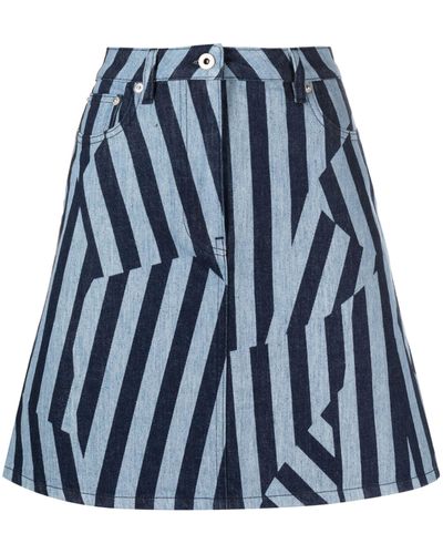 KENZO Dazzle Stripe Denim Skirt - Blue