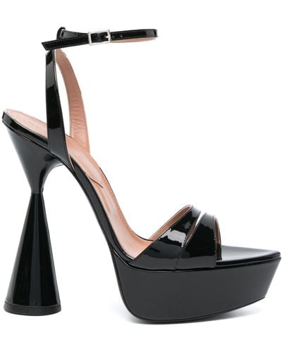 D'Accori Skye 130 Patent-leather Platform Sandals - Black