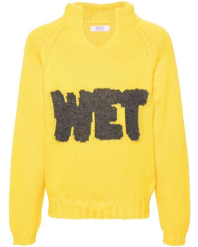 ERL Wet Intarsia-knit Sweater - Unisex - Polycarbonite/mohair/polyamide/cottonwool - Yellow