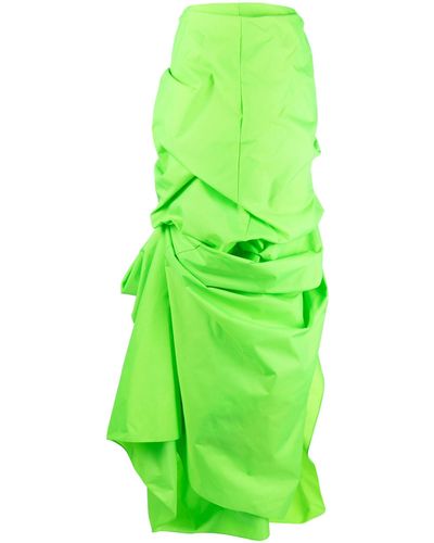 Christopher John Rogers Draped Bustle Maxi Skirt - Women's - Nylon/silk - Green