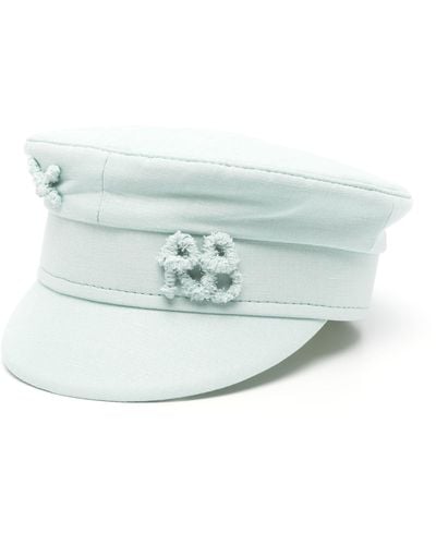 Ruslan Baginskiy Ruslan Monogram Linen Baker Boy Hat - Blue