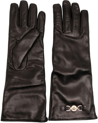 Versace Black Medusa Head Leather Gloves - Women's - Lamb Skin/cashmere