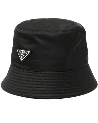 Prada Logo-plaque Recycled-nylon Bucket Hat - Black