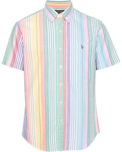 Polo Ralph Lauren Multicolour Striped Short-sleeved Cotton Shirt - Men's - Cotton - Blue
