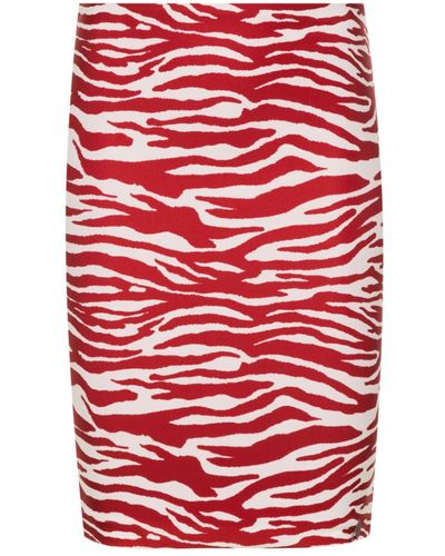 The Attico Zebra-print Mini Skirt - Red