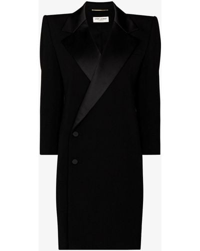 Saint Laurent Double-breasted Wool Mini Dress - Women's - Spandex/elastane/wool - Black