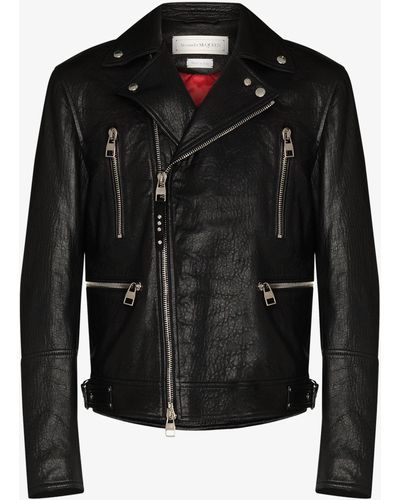 Alexander McQueen Leather Biker Jacket - Men's - Lamb Skin - Black