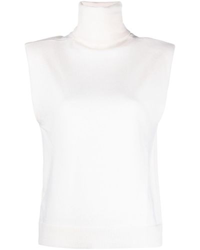 Frankie Shop Nadia Rollneck Wool Jumper Vest - White