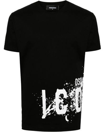 DSquared² Icon Splash Cotton T-shirt - Black