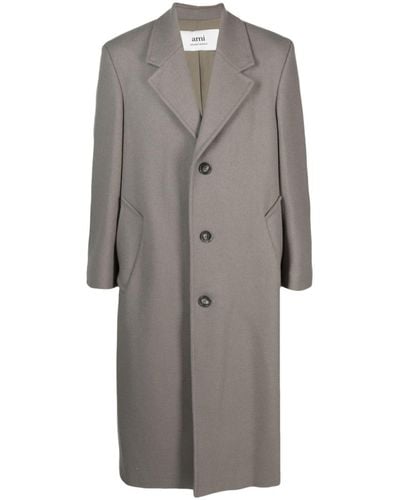 Ami Paris Neutral Virgin-wool Coat - Grey
