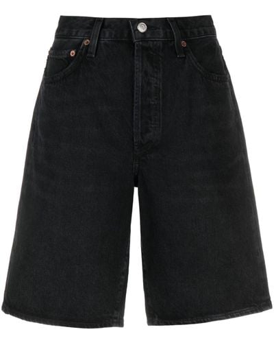 Agolde Wide-leg Denim Shorts - Black