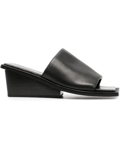 St. Agni 65 Wedge Leather Sandals - Women's - Rubber/calf Leather - Black
