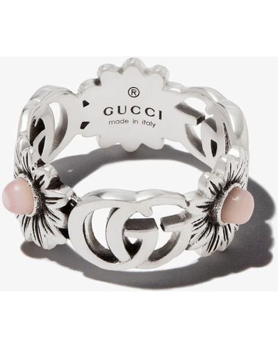 Gucci Sterling Double G Flower Ring - Grey