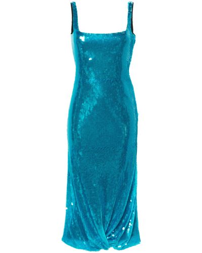 16Arlington Sidd Sequined Mesh Midi Dress - Blue