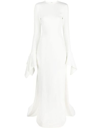 Solace London Blake Flared-cuffs Gown - White