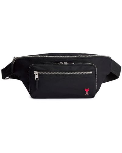 Ami Paris Black Logo Belt Bag - Unisex - Leather/nylon