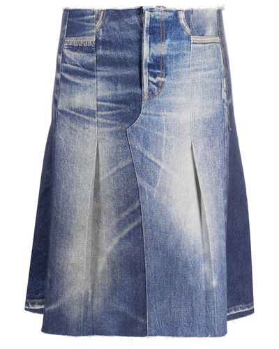 Our Legacy Pleated A-line Denim Skirt - Blue