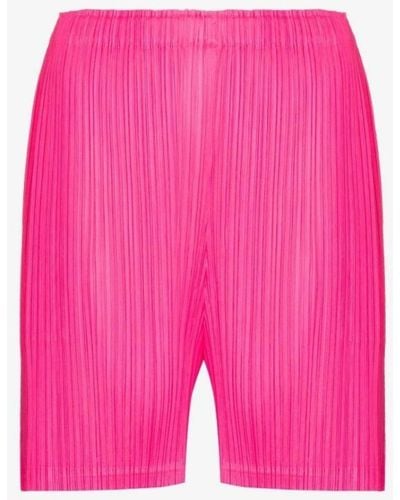 Pleats Please Issey Miyake Monthly Colors April Plissé Shorts - Pink