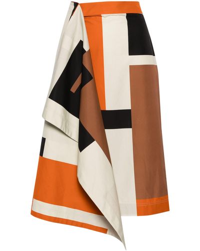 Fendi Printed Cotton Skirt - Orange