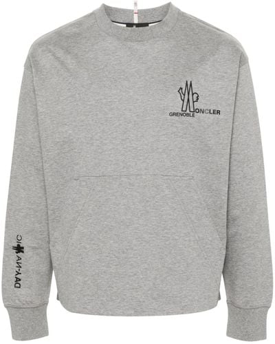3 MONCLER GRENOBLE Logo Print Cotton Sweatshirt - Gray