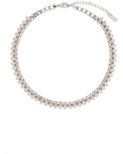 Saint Laurent Square And Spikes Choker Necklace - White