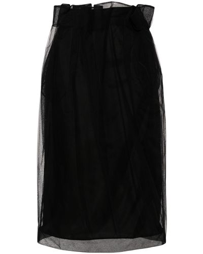 Simone Rocha Draped Tulle Midi Skirt - Black