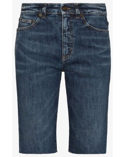 Saint Laurent Knee-length Denim Shorts - Women's - Cotton/spandex/elastane - Blue