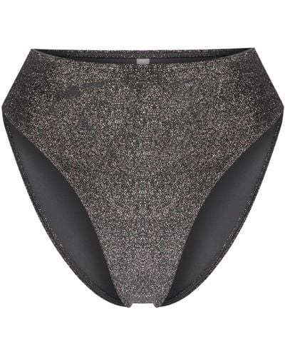 Form and Fold Gray High Waist Lurex Bikini Bottom - Women's - Metallic Fibre/elastane/nylon/nylonelastane